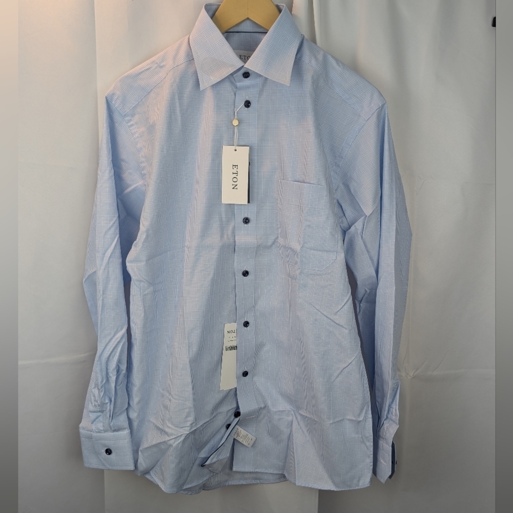 ETON Men's Blue Pattern Shirt Size 15 BNWT